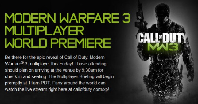 Call of Duty: Modern Warfare 3 multiplayer world premiere