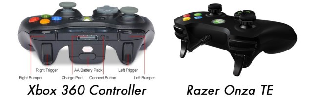Xbox 360 controller vs Razer Onza TE