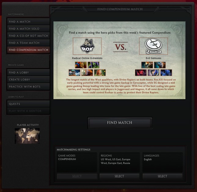 Dota 2 Find Compendium Match