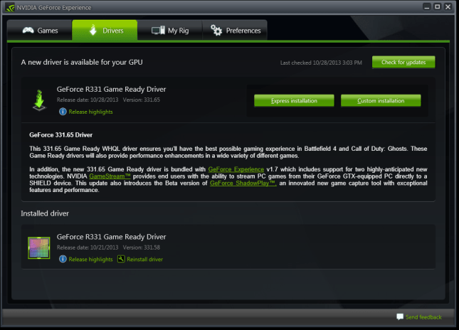 GeForce Experience 1.7