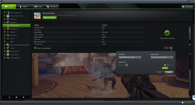 Bioshock Infinite GeForce Experience