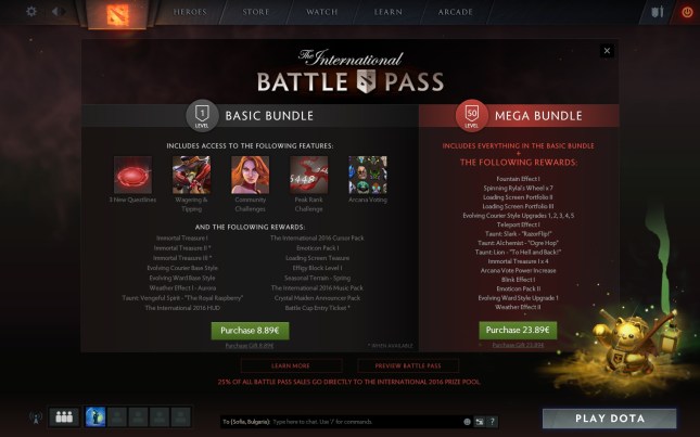 Dota 2 The International 2016 Battle Pass
